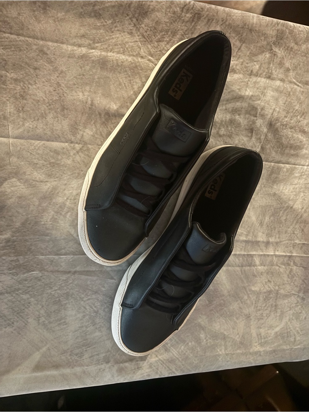 Keds Women's Black Slip-On Athletic Sneakers with White Soles